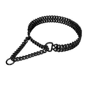 Stainless Steel Black Dog Chain Collar - Adjustable, Chew Proof, Size: Large